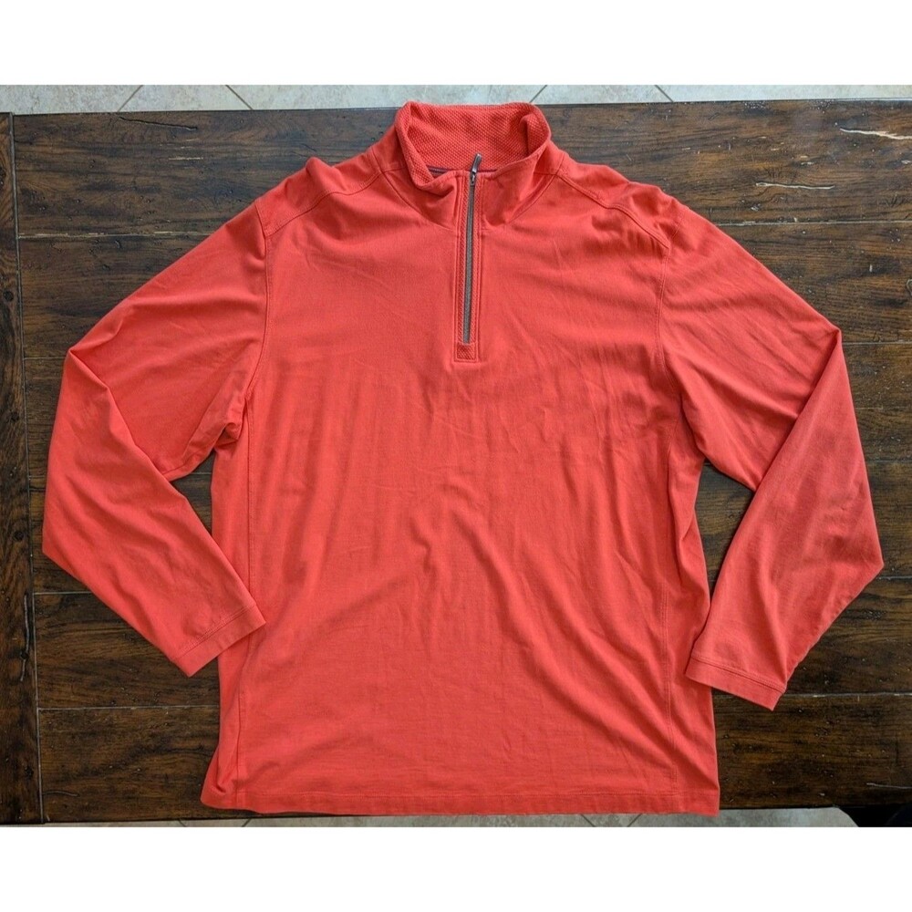 Tommy Bahama Emfielder 1/2 Zip Pullover Mens Large Coral Pima Cotton Modal Soft